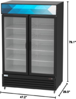 - MDR-2GD-35C 45" Commercial Glass 2 Door Display Refrigerator Merchandiser - Upright Beverage Cooler with LED Lighting - 35 Cu. Ft, Black - Image 9