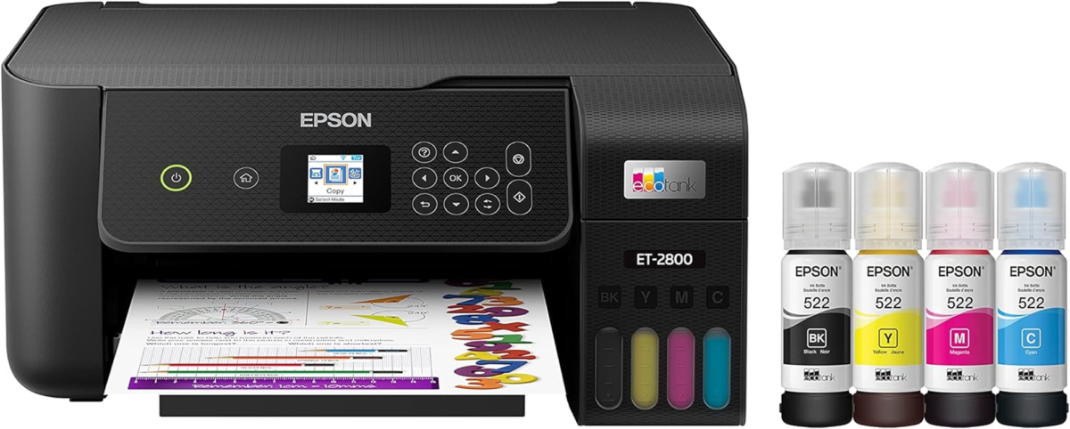 Ecotank ET-2800 Wireless Color All-In-One Cartridge-Free Supertank Printer with Scan and Copy Â€“ the Ideal Basic Home Printer - Black, Medium - Image 1