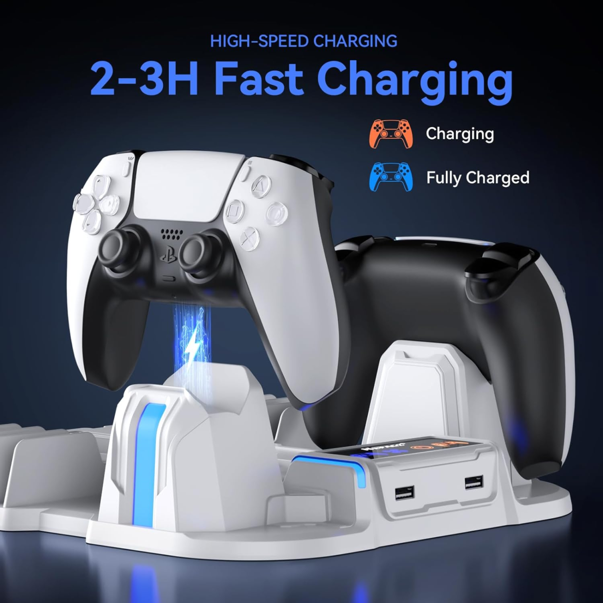 5 Slim Cooling Stand with Controller Charging Station for 5 Slim Console(Digital/Disc), Console Accessories Incl. 3 Levels Cooling Fan, 12 Pcs Game Storage for 5 Slim Console, White - Image 4