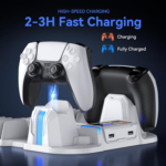 5 Slim Cooling Stand with Controller Charging Station for 5 Slim Console(Digital/Disc), Console Accessories Incl. 3 Levels Cooling Fan, 12 Pcs Game Storage for 5 Slim Console, White - Image 4