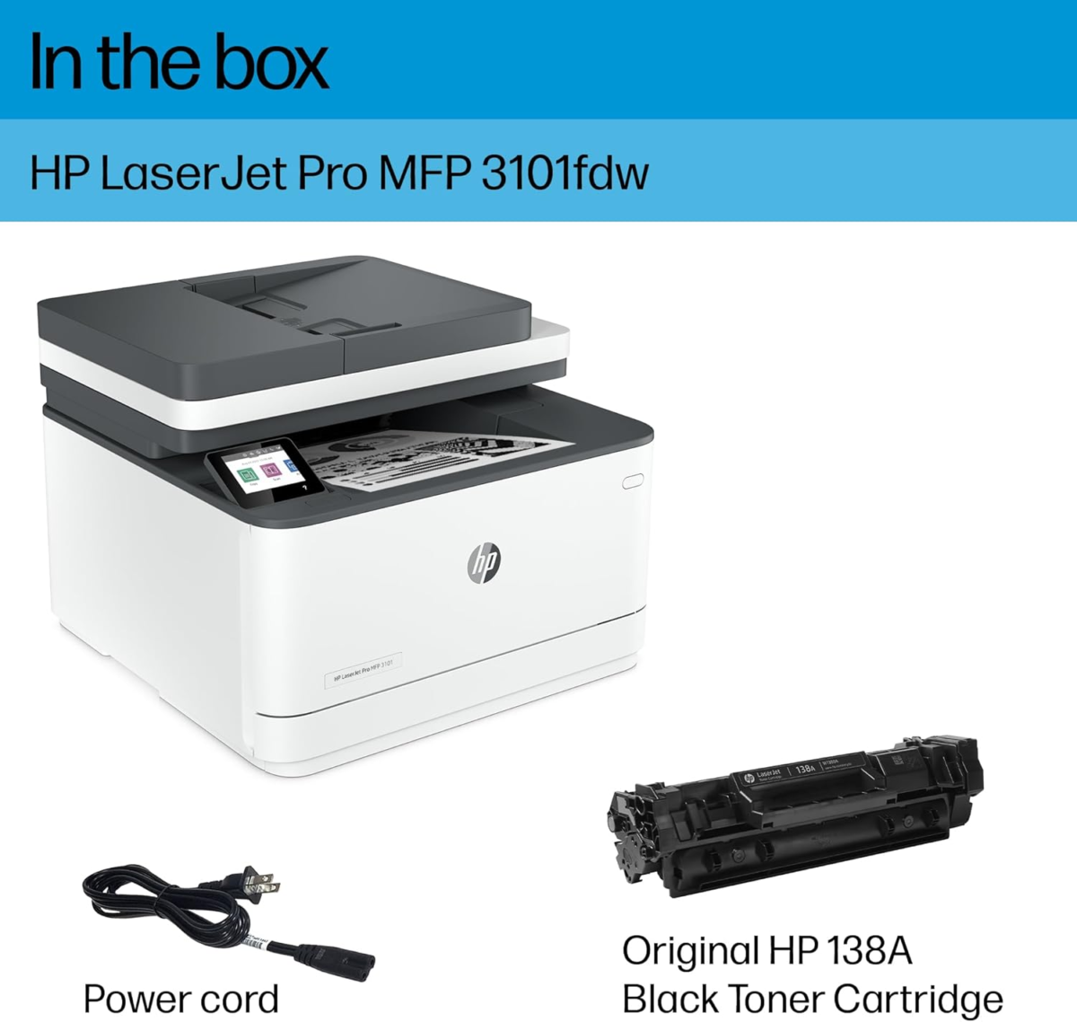 Laserjet Pro MFP 3101Fdw Wireless Black & White All-In-One Laser Printer, Scanner, Copier, Fax, Best-For-Office (3G628F) - Image 5