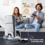 5 Slim Cooling Stand with Controller Charging Station for 5 Slim Console(Digital/Disc), Console Accessories Incl. 3 Levels Cooling Fan, 12 Pcs Game Storage for 5 Slim Console, White - Image 7