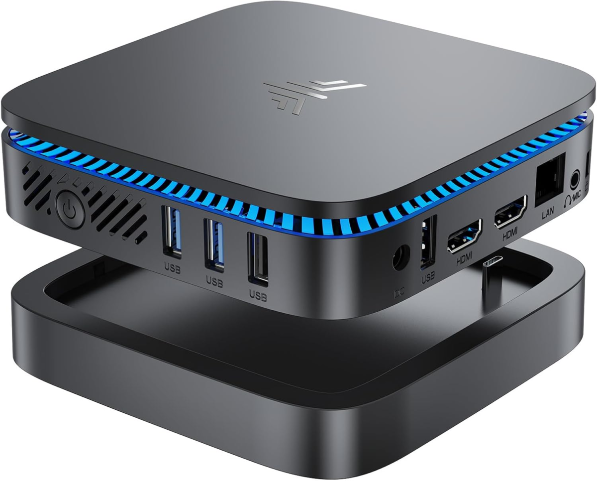 AK1PLUS Mini PC, 12Th Gen N95 Processor(Up to 3.4Ghz), Mini Desktop Computers 8GB DDR4 256GB SSD Support 4K Display, Wifi/Bt for Business, Office, Home Server - Image 1