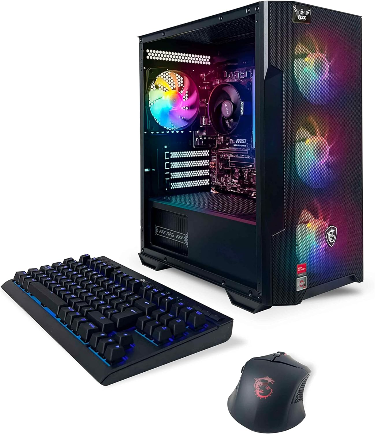 Raptor Desktop (AMD Ryzen 7 5700G 4.6Ghz NVIDIA, 16GB 2 * 8 GB DDR4 3600, 512Gb M2 NVME SSD, RGB Fans, Windows 11 Home, Wifi Ready, Mouse and Keyboard) - Image 1