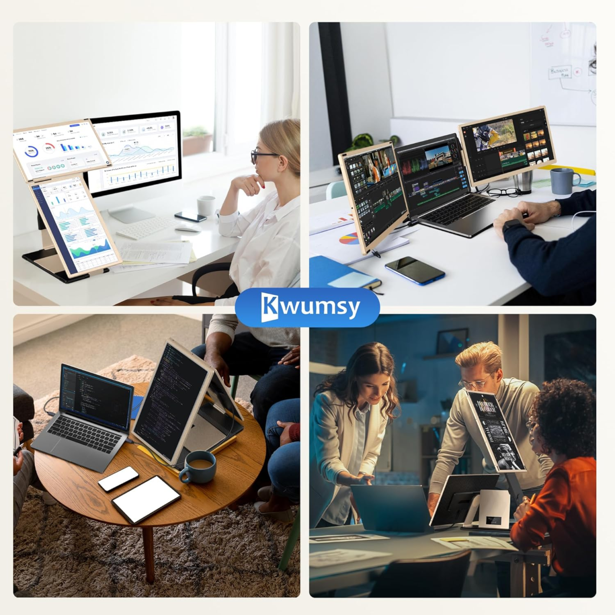 Laptop Screen Extender, 15.6'' Laptop Monitor Extender with 86% NTSC FHD 1080P Display, Detachable Triple Portable Monitor Compatible with Windows/Mac/Dex/Chrome, Also Works with Desktop/Mini PC - Image 4