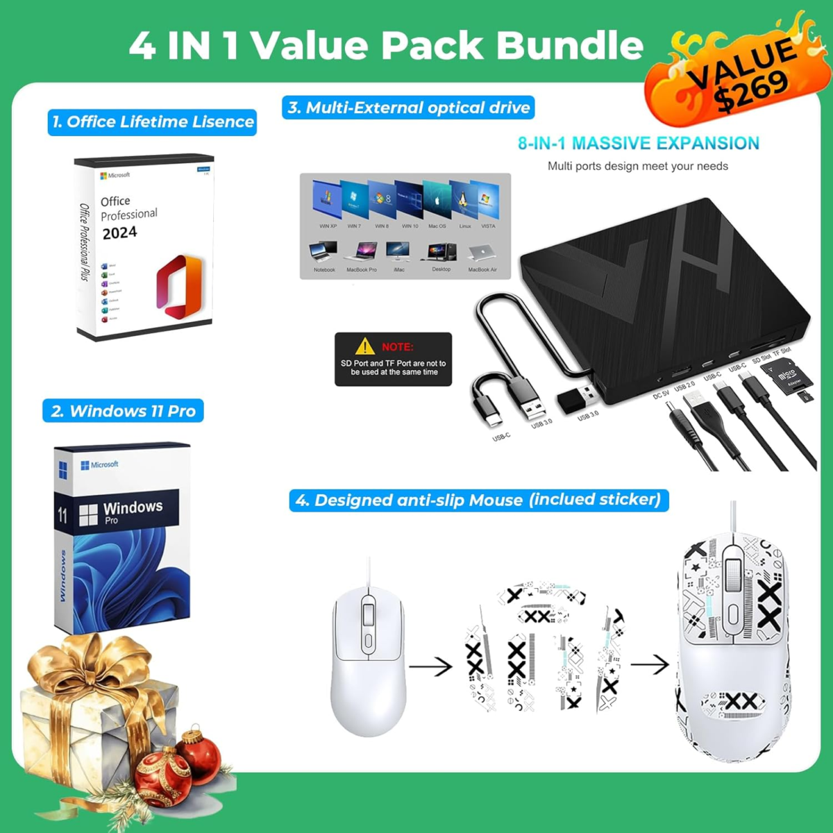 All-In-One Desktop Computer - with Office 2024 Lifetime & 8 in 1 CD/DVD Drive, 21.5" FHD Display, HD Webcam, Wifi 6, Intel Celeron J4025, Win 11 Pro & Computer Accessories (16 GB RAM | 512 GB SSD) - Image 2