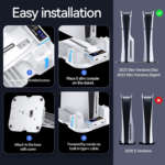 5 Slim Cooling Stand with Controller Charging Station for 5 Slim Console(Digital/Disc), Console Accessories Incl. 3 Levels Cooling Fan, 12 Pcs Game Storage for 5 Slim Console, White - Image 2
