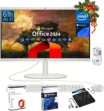 All-In-One Desktop Computer - with Office 2024 Lifetime & 8 in 1 CD/DVD Drive, 21.5" FHD Display, HD Webcam, Wifi 6, Intel Celeron J4025, Win 11 Pro & Computer Accessories (16 GB RAM | 512 GB SSD)